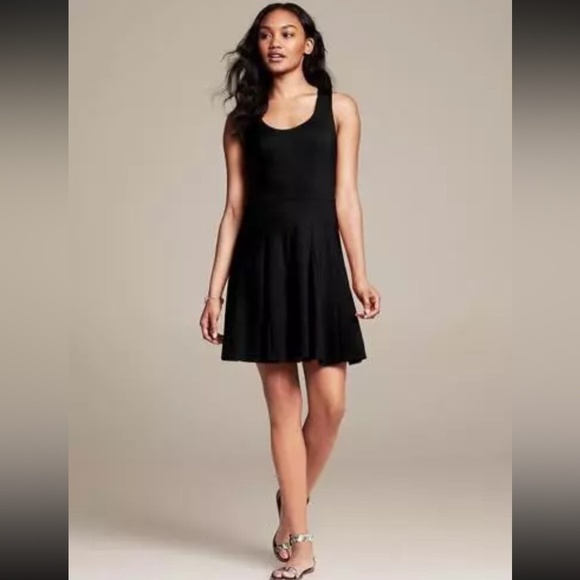 Banana Republic Dresses & Skirts - Banana Republic Cross Back Ponte Fit-and-Flare Black Dress size 4P $130 NWT
